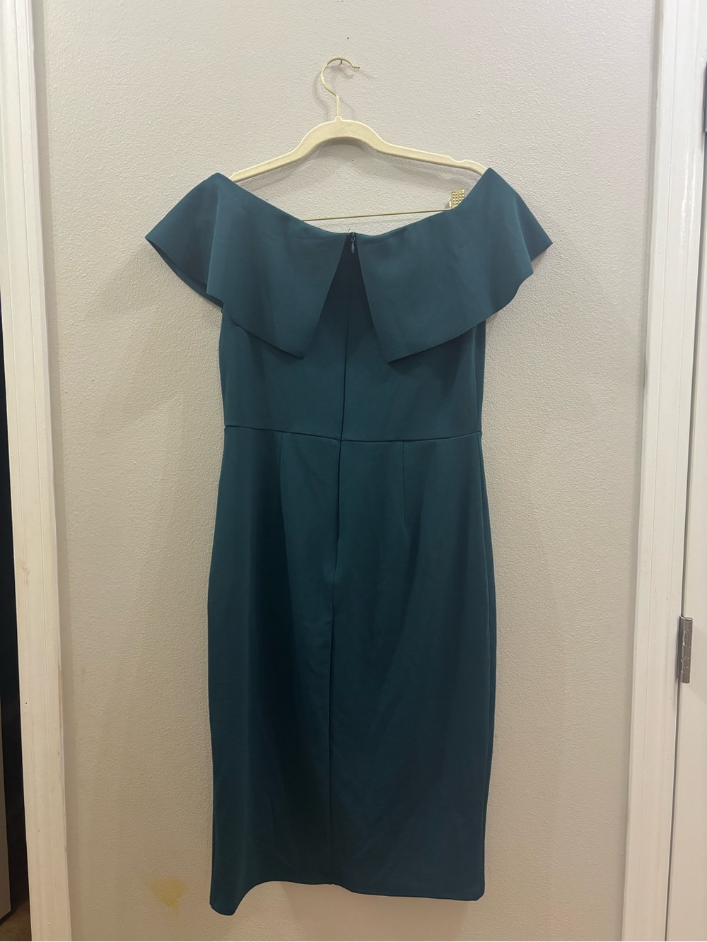 Alex B nites Teal Off-Shoulder Midi Dress with Front Slit - Picture 4 of 4